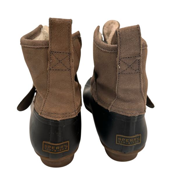 Sperry Top-Sider Ripwater Faux Fur Rubber Brown Leather Rain Boots Size 9 - Picture 5 of 8